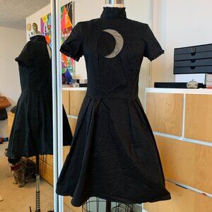BLACK CRESCENT MOON MINI GOTH DRESS